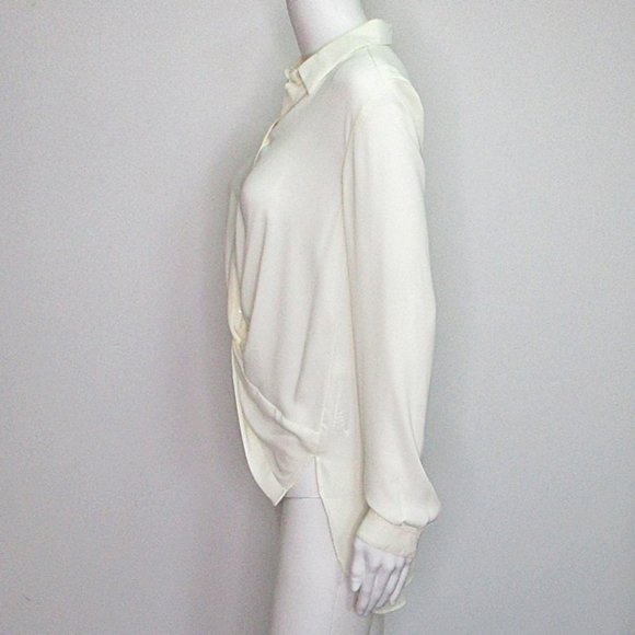 Zara Basic Knotted Twisted Waist Button Front Hi Lo Blouse - Picture 3 of 7